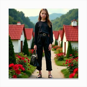 Little Girl In Black Canvas Print