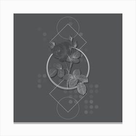 Vintage White Misty Rose Botanical with Line Motif and Dot Pattern in Ghost Gray n.0347 Canvas Print