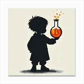 Boy Holding A Bitcoin 1 Canvas Print