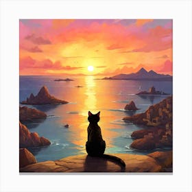 Cat At Sunset Canvas Print