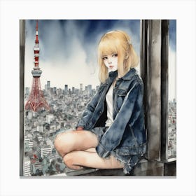 Girl In A Window Canvas Print