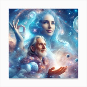 Deceased Father and Mother watching over their children on earth from another dimension Canvas Print