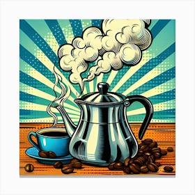 Steaming Pot Of Coffee, Pop Art 1 Canvas Print