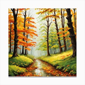 Forest In Autumn In Minimalist Style Square Composition 139 Canvas Print