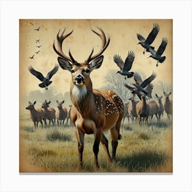 Deer In The Field Canvas Print