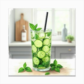 Iced Cucumber Drink Canvas Print