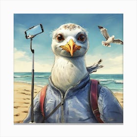 Seagull On The Beach 10 Canvas Print