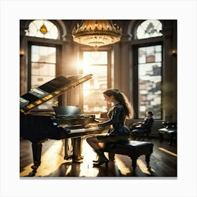 Portrait Of A Woman Playing Piano Canvas Print