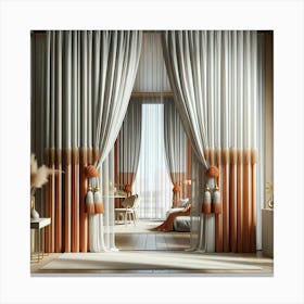 Bedroom With Curtains Canvas Print