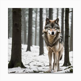 Wolf In The Woods 16 Canvas Print