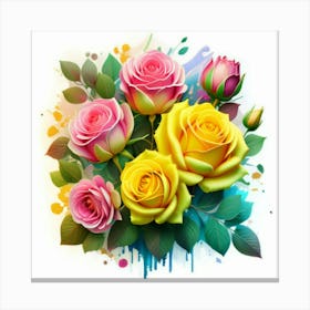 Watercolor design with beautiful roses oil painting abstract 13 Canvas Print