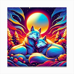 Couple of wolves that are in love Canvas Print