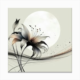 Flower With Moon Canvas Print