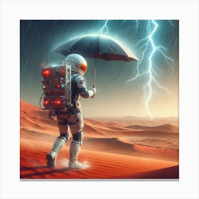 Lightning In The Desert - Astronaut In Space Canvas Print