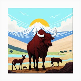 Bull And Calf Canvas Print