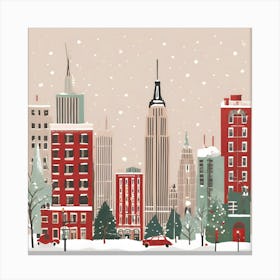 New York City Winter Travel Christmas Painting Canvas Print