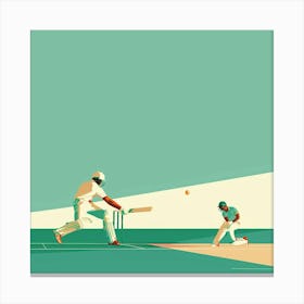 Cricket Player In Action Canvas Print