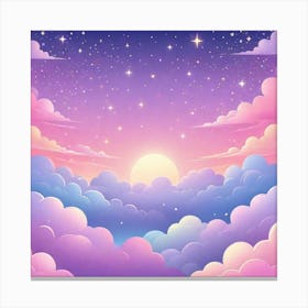 Sky With Twinkling Stars In Pastel Colors Square Composition 204 Canvas Print