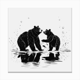 Bears In The Water Canvas Print