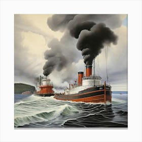 Leonardo Diffusion Xl A Tug Boat Pulling A Giant Steam Vessel 0 Canvas Print