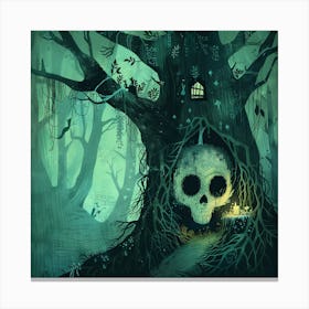 Skeleton In The Tree Canvas Print