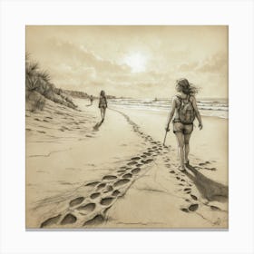 Walking On The Beach Canvas Print