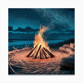 Fire Pit On The Beach Canvas Print