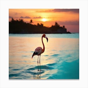 Flamingo At Sunset Canvas Print