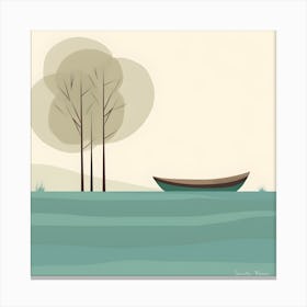 Minimalist Boat Lake Trees Nature Relaxing Canvas Print