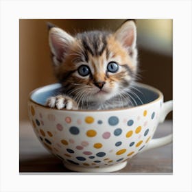 Kitten In A Cup Canvas Print