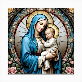 Mother Mary with Baby Jesus Stained Glass #1 Canvas Print