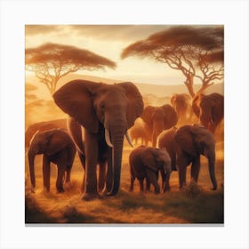 Herd Of Elephants Canvas Print