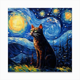 Starry Night Cat 2 Canvas Print