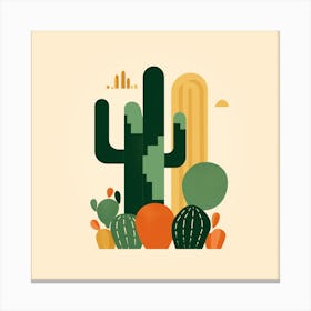 Rizwanakhan Simple Abstract Cactus Non Uniform Shapes Petrol 9 Canvas Print