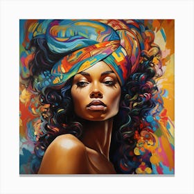 African Woman In Colorful Turban 1 Canvas Print