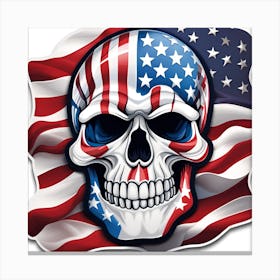 American Flag Skull Canvas Print