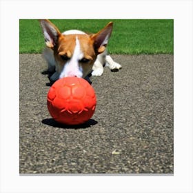 Dog Playing With A Ball Canvas Print