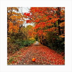 A Crisp American Autumn Scene Unfolds Embodying The Quiet Beauty Of A Fall Nature Trail Transitioni (1) 1 Canvas Print