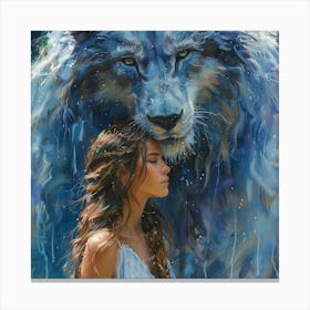 Wolf And Woman 3 Canvas Print