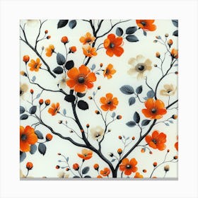 Orange Flowers On A Tree Canvas Print