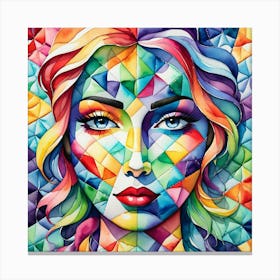 Colorful Woman'S Face Canvas Print