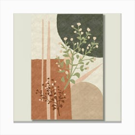 Abstract boho wall art in beige and green 6 Canvas Print