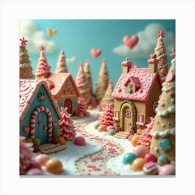 A Whimsical, Enchanted Village With Houses Made Of Candy And Sweets 1 Canvas Print