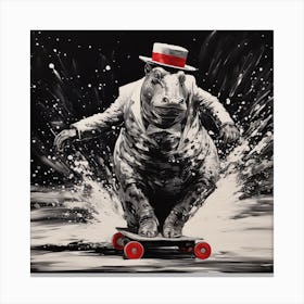 Hippo On Skateboard Canvas Print
