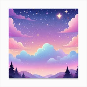 Sky With Twinkling Stars In Pastel Colors Square Composition 281 Canvas Print