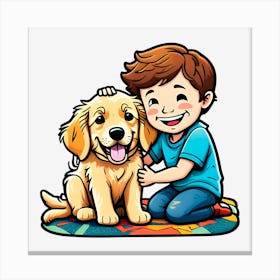 Boy With Dog Canvas Print