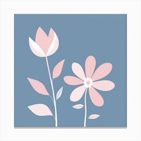 A White And Pink Flower In Minimalist Style Square Composition 332 Canvas Print