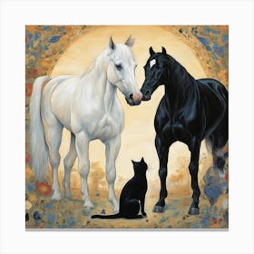 Cat And The Horse Canvas Print