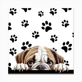 Bulldog Peeking Over The Wall Canvas Print