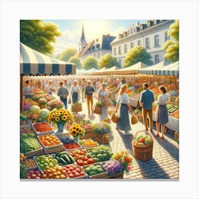 Summer Farmer S Market Wall Print Art A Vibrant Scene Of A Lively Market, Perfect For Bringing The Cheerful And Bountiful Spirit Of Summer Into Any Space Canvas Print